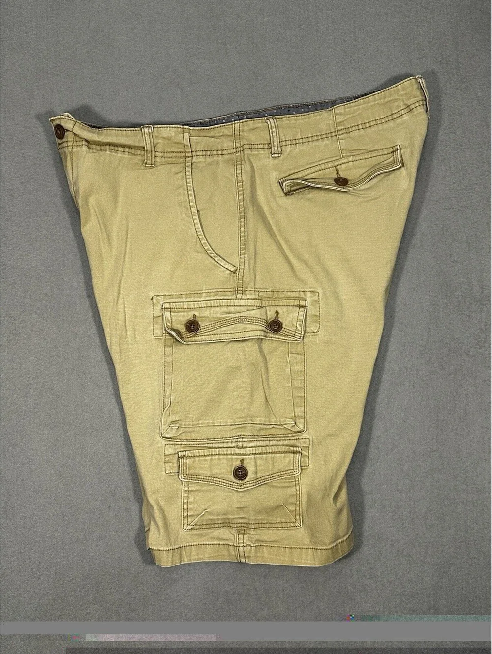 Iron Co Mens Cargo Casual Shorts Size 40 Khaki Beige Stretch Cotton Utilit
